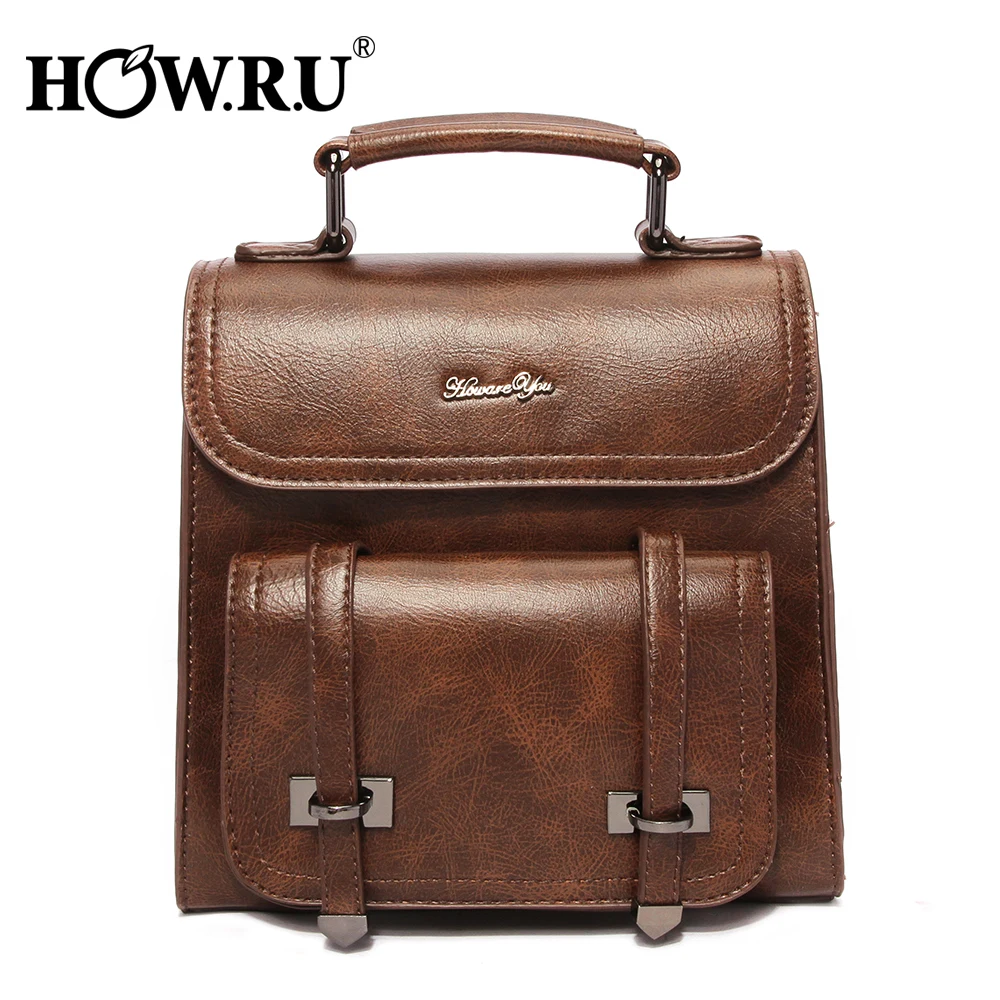 

2019 Women's Vintage Leather Backpack Multi Function Small Shoulder Bag for Woman Waterproof Backpack Back Bag Women Rucksack