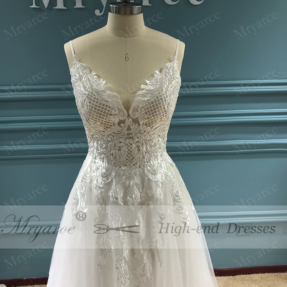 Mryarce свадебное платье Кружевные Аппликации Тюль А-силуэт Свадебные платья на тонких бретелях vestido de noiva