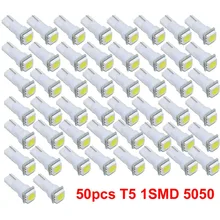 50 шт./лот холодный белый T5 1SMD светодиодный Клин для лампы датчик кластер Дэш светильник инструмент Панель 12V