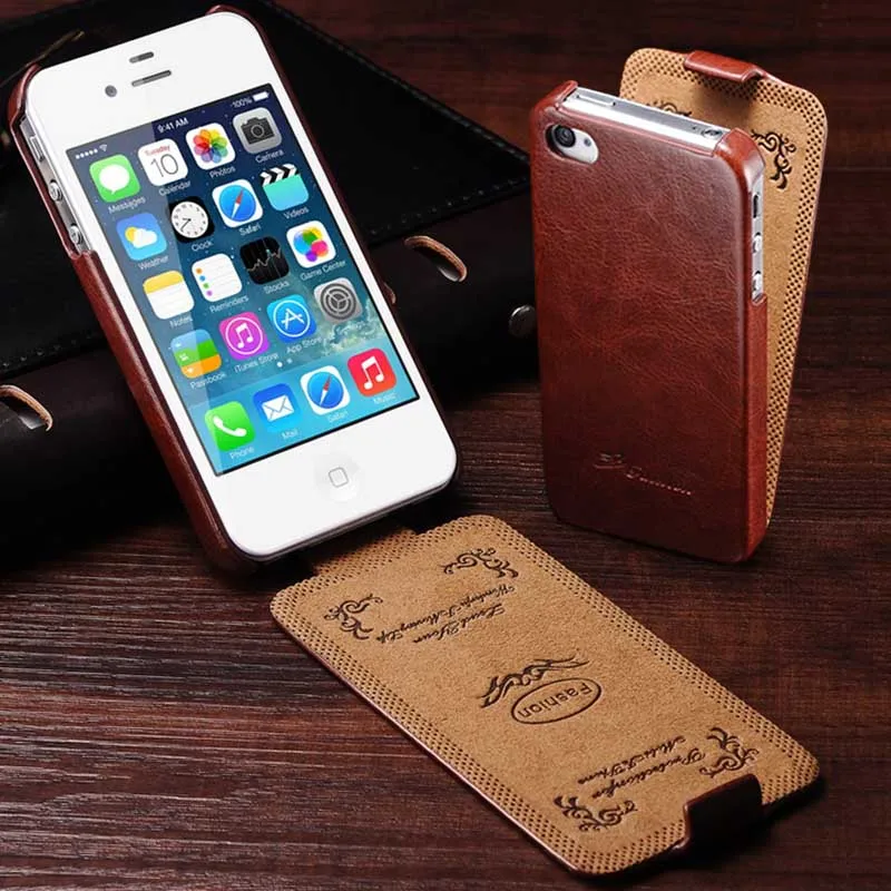 Luxury Vintage Flip PU Leather Case Coque For iPhone 4 4S For Apple iPhone4 iPhone4s 4
