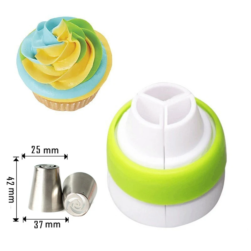 1Pc 3 Color Icing Piping Bag Russian Nozzle Converter Coupler Cake
