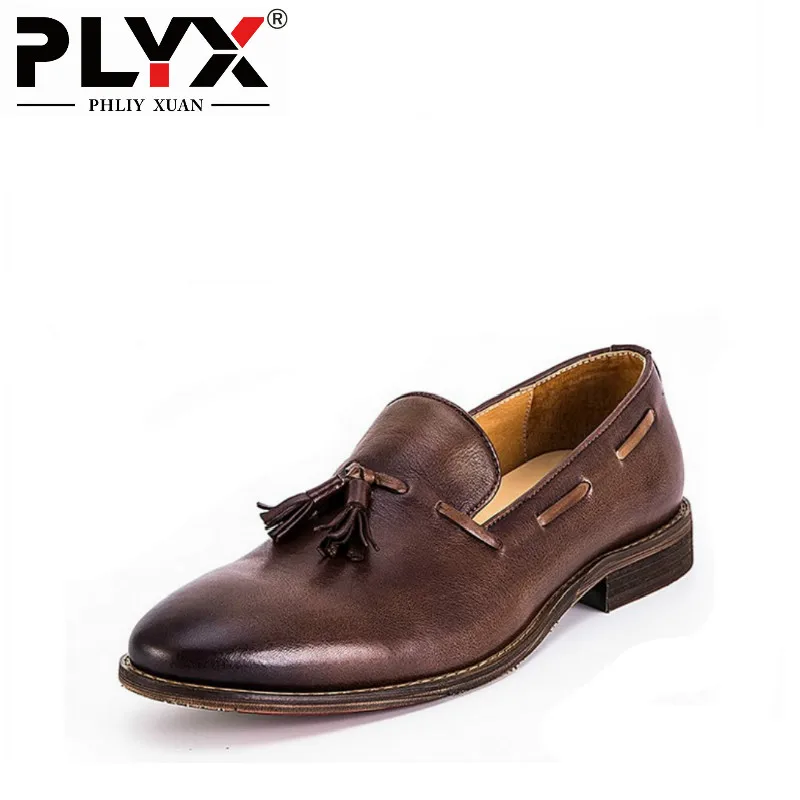 

PHLIY XUAN Luxury Italian Retro New 2018 Mens Dress Shoes Genuine Leather 100% Handmade Men Oxfords Chaussure Homme De Marque