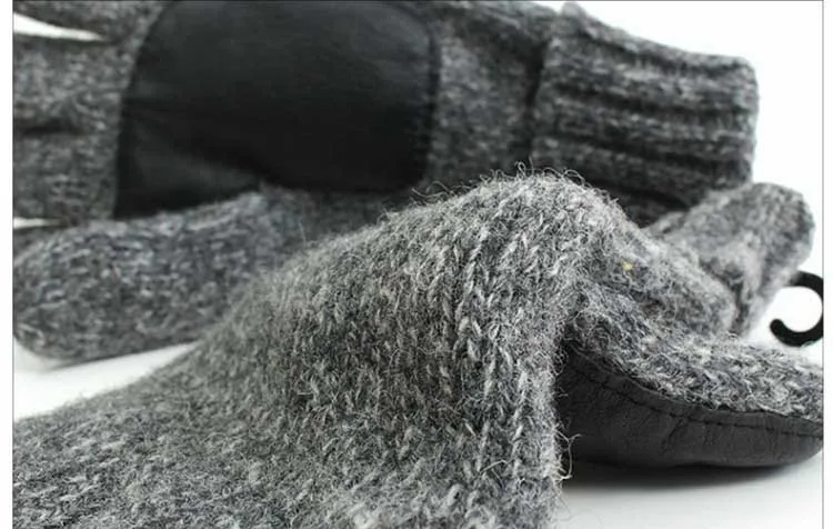 Высокая-конец Мужская теплая кашемировая шерсть Перчатки из овечьей кожи утолщение шерсти противоскользящие в осень и зима вязания