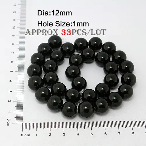 12mm Высококачественные круглые бусины из черного оникса AA для изготовления ювелирных изделий, 15 дюймов, 3 мм, 4 мм, 6 мм, 8 мм, 10 мм, 12 мм, выберите размер - Цвет: 12mm