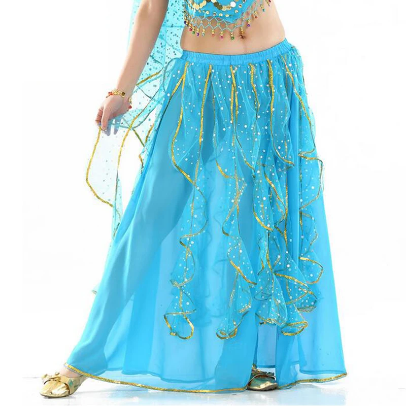 

Belly Dance Costume sequins ruffled skirt lotus kelp skirt long skirt for dance practice dancewear Hot For Sale SF55