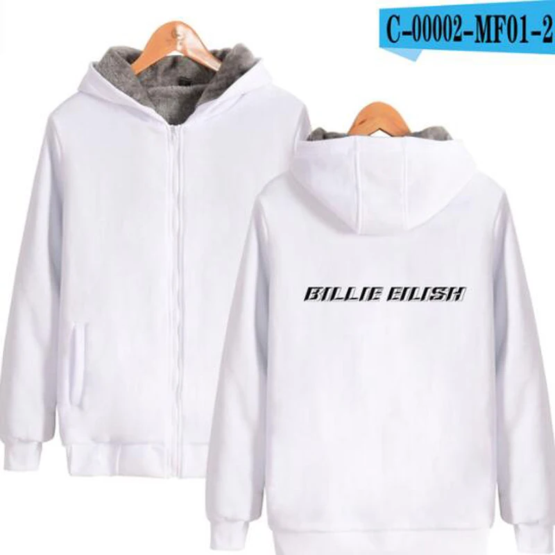 Billie Eilish зимние женские куртки Coats2019 Толстовка в стиле хип-хоп Уличная Теплая Флисовая свитшот на молнии с капюшоном мужской спортивный