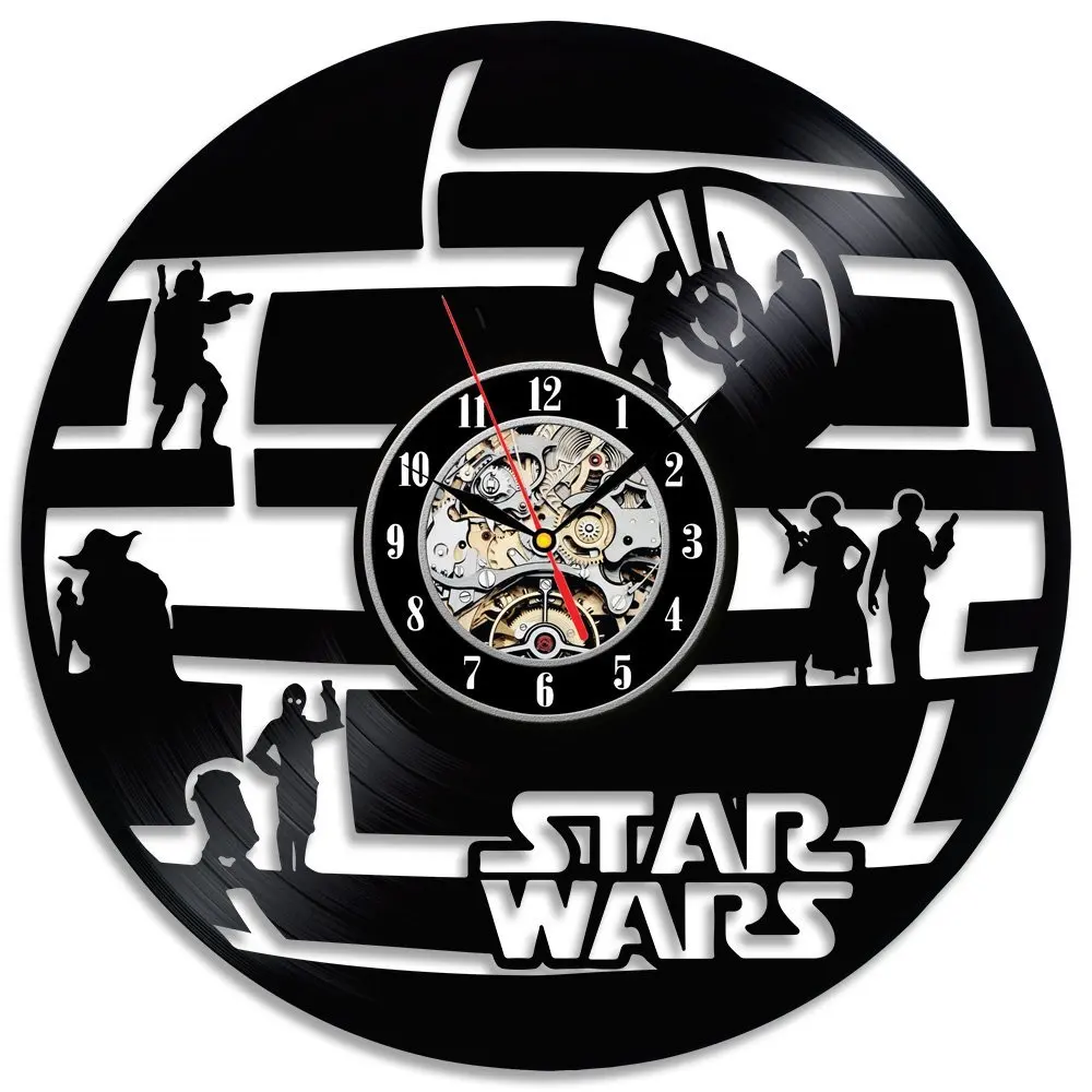 Новинка ограниченная панель толщиной 25 мм иглы большие настенные часы Звездные войны часы дизайн стены винил CD пластинка домашние декоративные часы 12 дюймов
