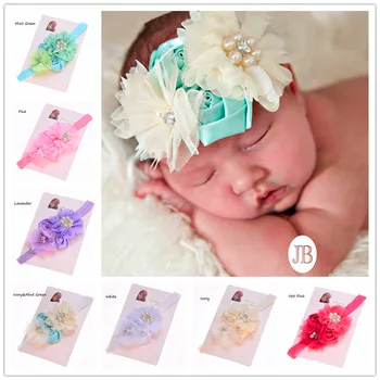 

30pcs Newborn Photo Prop Cheap Headband Hair Bows Hair Accessories Christening Headbands shabby flower headband