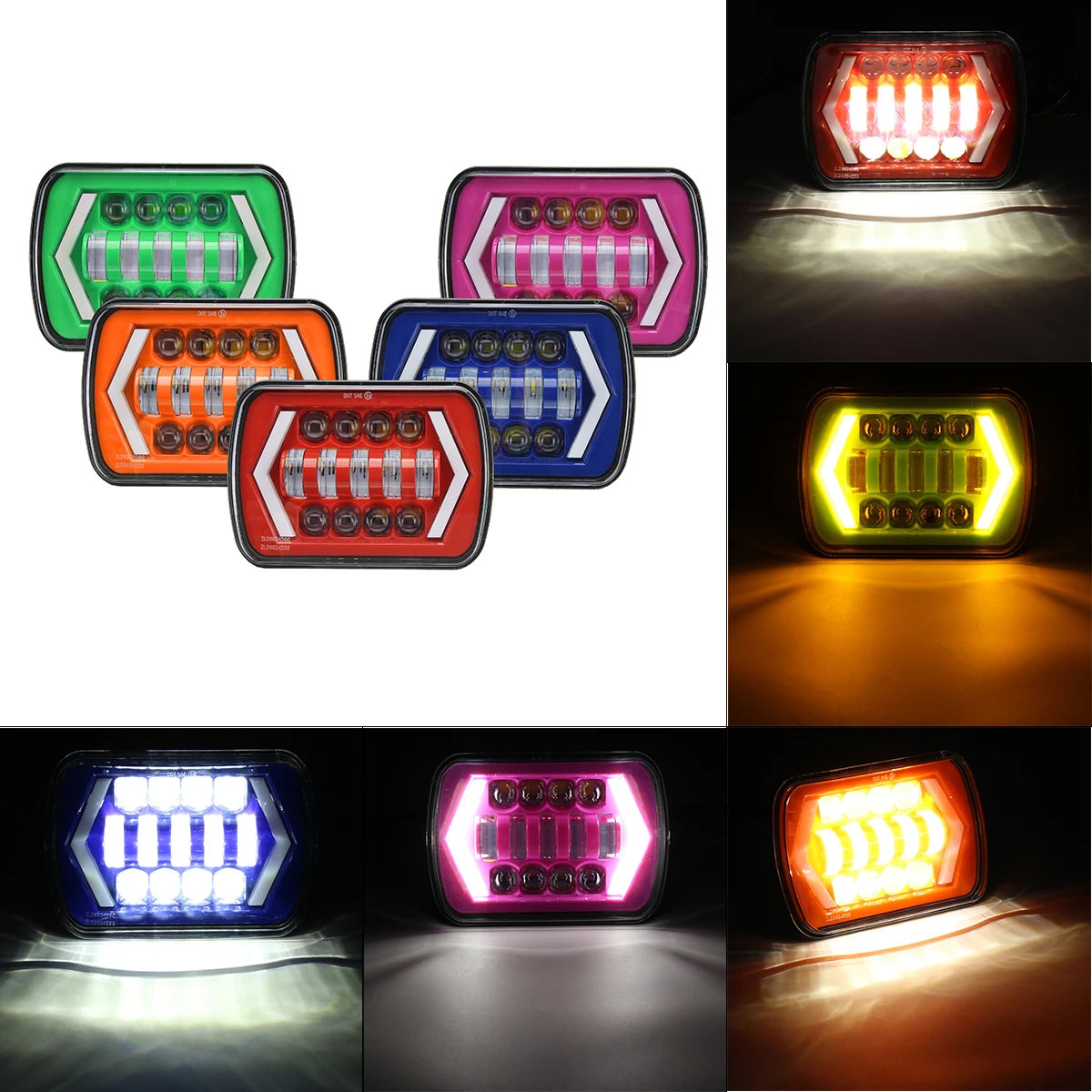 

DOT 55W 7x6'' 5X7" LED Projector Headlight Hi-Lo Beam Halo DRL For Jeep Cherokee