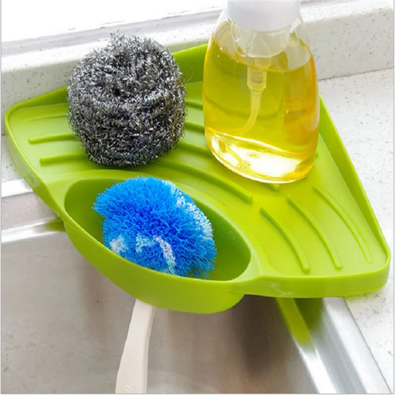 

4 Colors Kitchen Sink Corner Storage Rack Sponge Drainboard Bathroom Organizer Solid Color Sponge Holder Organizer HomeSupplies