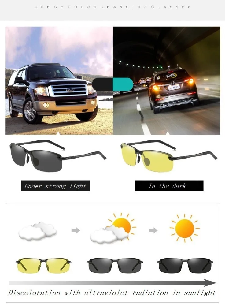 2019 фотохромные солнцезащитные очки es поляризационные ночного видения антибликовое солнцезащитные очки es мужские водительские Хамелеон