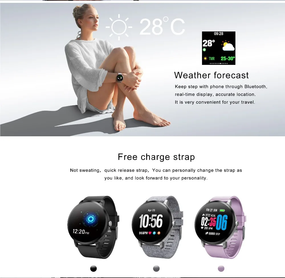 Роскошные для мужчин и женщин Смарт часы модные спортивные наручные часы водонепроницаемый погода электронный браслет калорий шагомер часы
