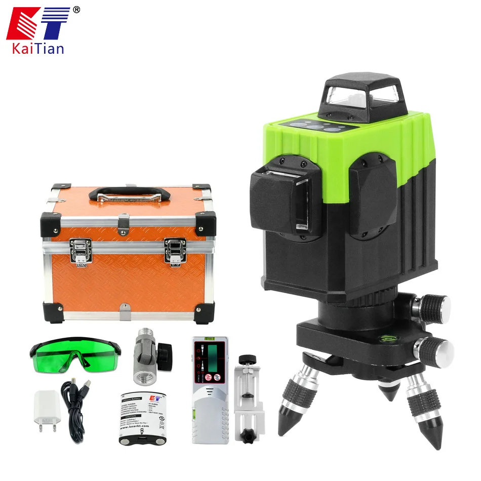 KaiTian Green/Self-Leveling/Line/ Rotary/Laser Level 532nm Horizontal Vertical Cross Laser 8 Line 360 Green Receiver Level Tool KaiTian Green/Self-Leveling/Line/ Rotary/Laser Level 532nm Horizontal Vertical Cross Laser 8 Line 360 Green Receiver Level Tool