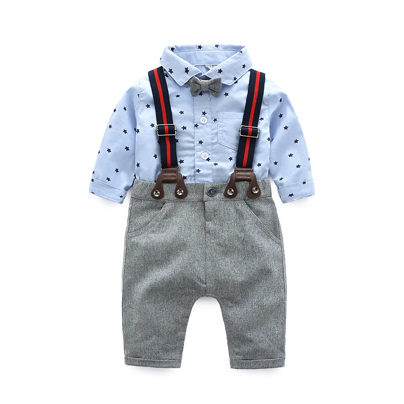 

Hurave 2019 Autumn cotton clothes sets casual style Print sets Bodysuit + overalls suits for kids clothing pants outfits