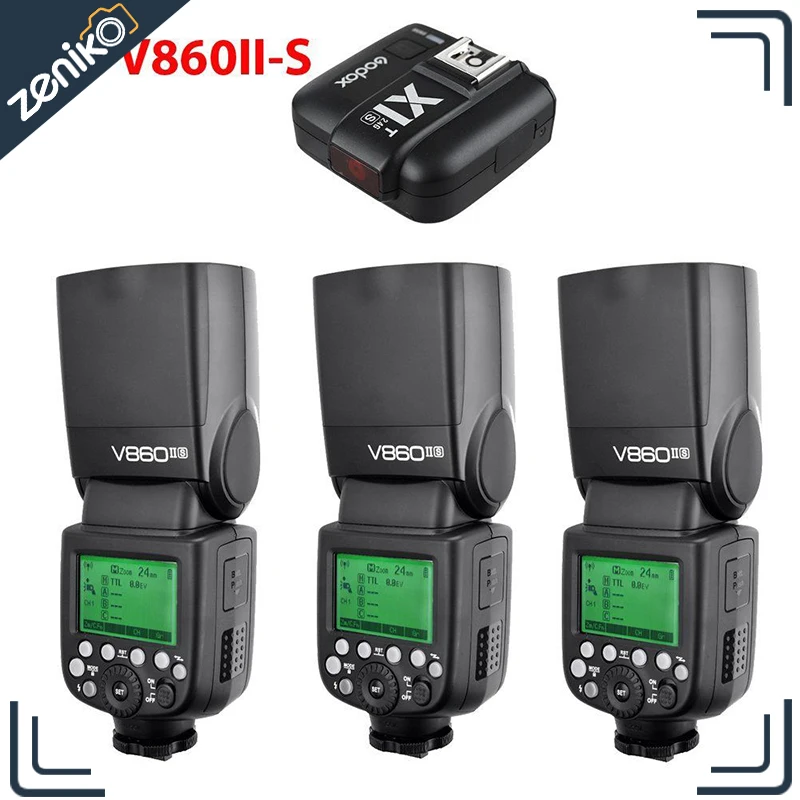 

3*Godox Ving V860II-S 2.4G TTL Li-ion Battery Camera Speedlite & X1T-S Flash Trigger Transmitter for Sony DSLR Cameras