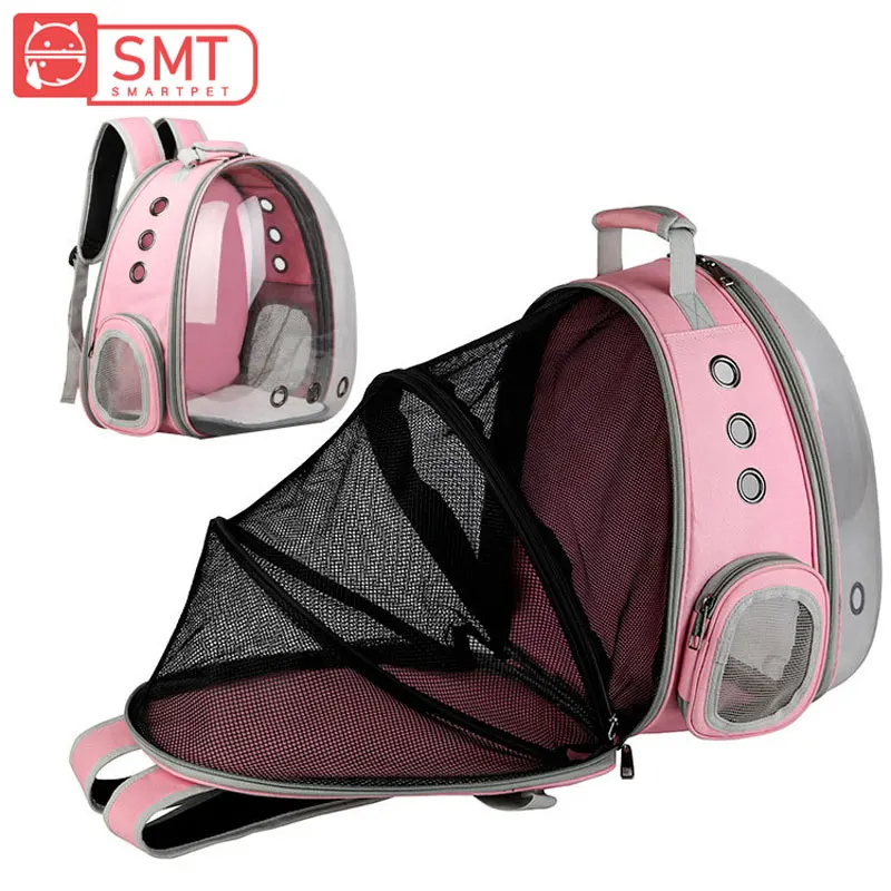 

SMARTPET Transparent Pet Space Capsule Breathable Puppy Backpack Carrier Cat Dog Outdoor Traveling Bag Extensible Backbag