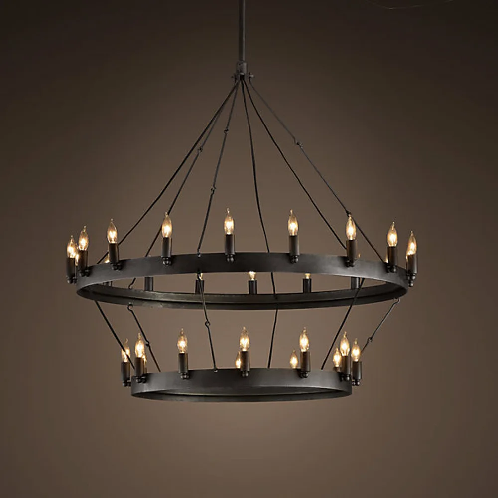 8817 American manufacturers supply double round wrought iron chandelier