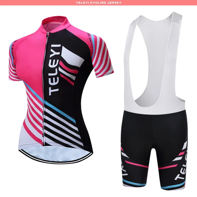 

teleyi 2019 Summer Short Sleeve Cycling Jersey Set Women Breathable mtb Bicycle Cycling Clothing Downhill Bike Wear Clothes