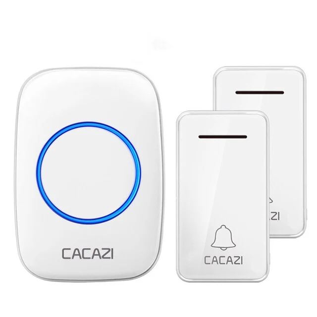 White 2x1 CACAZI FA10 водонепроницаемый автономный беспроводной дверной звонок 200 м ЕС Австралия Великобритания США штекер умный дверной звонок Кнопка 1 2 приемника без батареи - Цвет: White 2x1