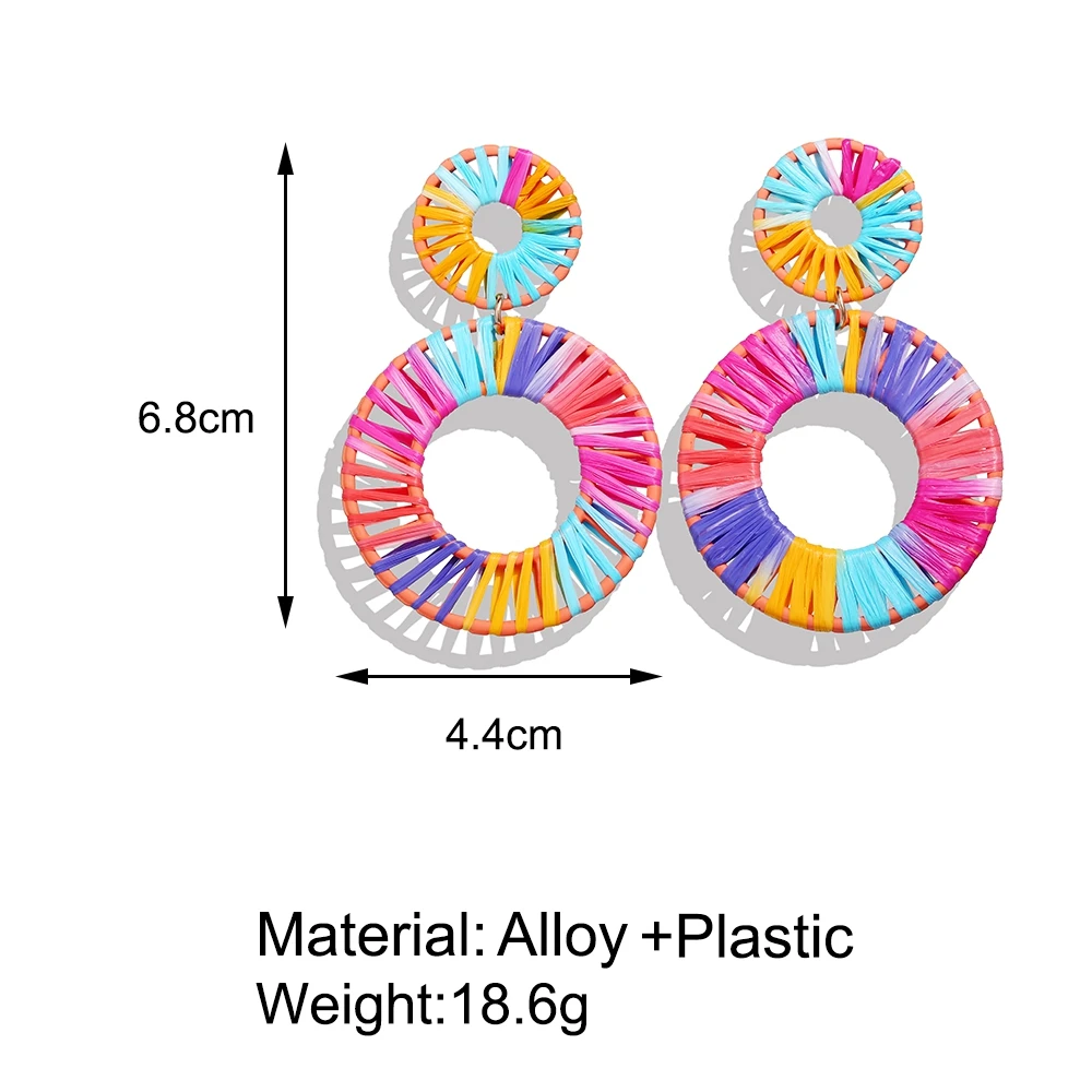 17KM, большие, богемные, тканые серьги для женщин, большие, Овальные, полые, массивные, рафия, ротанг, серьги, ракушек, геометрические ювелирные изделия