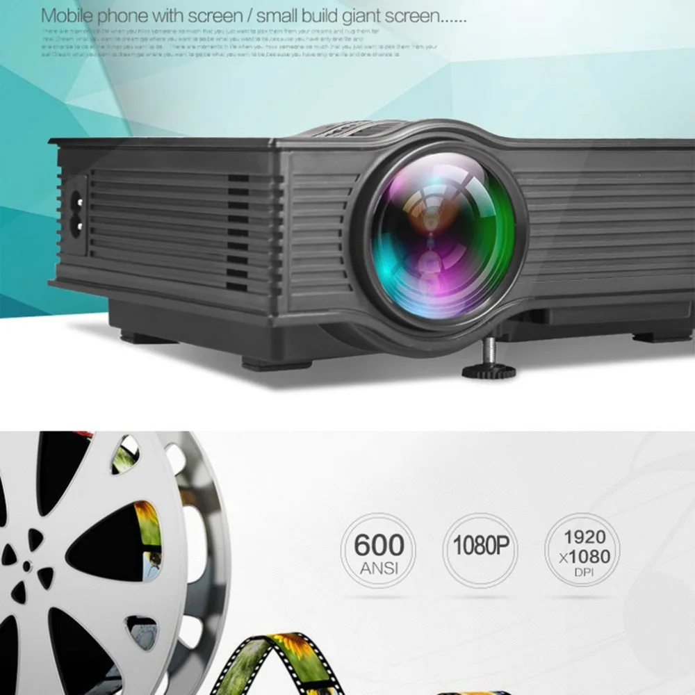 UC40 + جهاز عرض الوسائط المتعددة HD LED مشغل الوسائط الذكية المنزل مسرح سينما مكتب المنزل عارض فيديو الاتحاد الافريقي المقبس