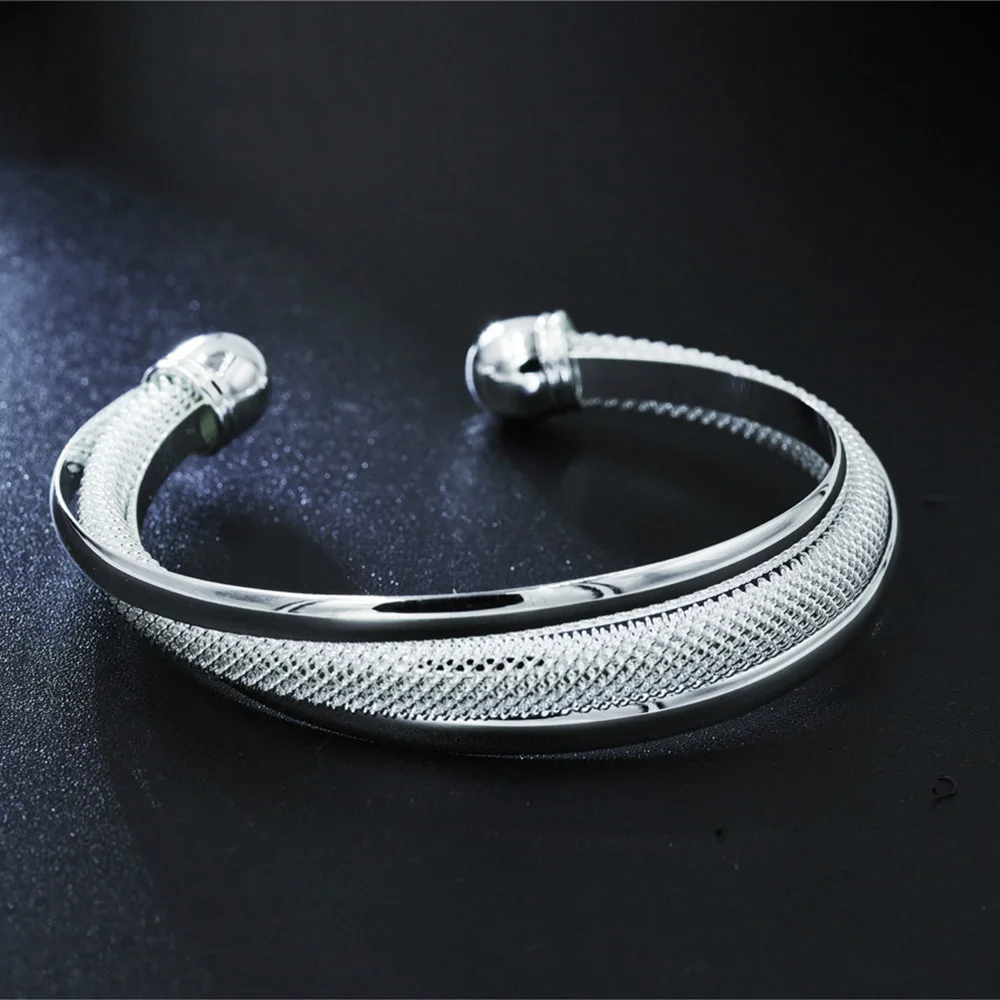 

Fashion Bangle Bracelet Women Jewelry Alloy Three Layer Personality Stainless Steel Bangle Wire Mesh Silver Plated Bracelet 2019
