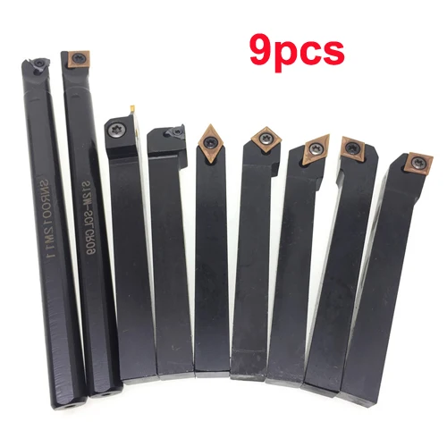 9pcs 12 мм 7 шт./9 шт./10 шт. сменный токарный инструмент из твердого сплава, токарный инструмент, наборы инструментов для резки, режущие инструменты, Обрабатывающие инструменты, токарный инструмент с ЧПУ - Цвет: 9pcs
