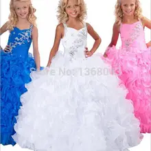 Новое красивое украшенное бисером с длиной до пола бальное платье с цветочным узором для девочек