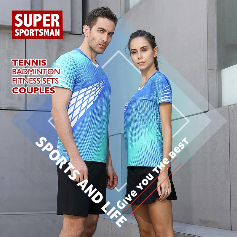 

Men Fitness Workout Clothes Running Jogging Suits Women Gym Wear Table Tennis Uniform Clothing Set Badminton Training Sportswear