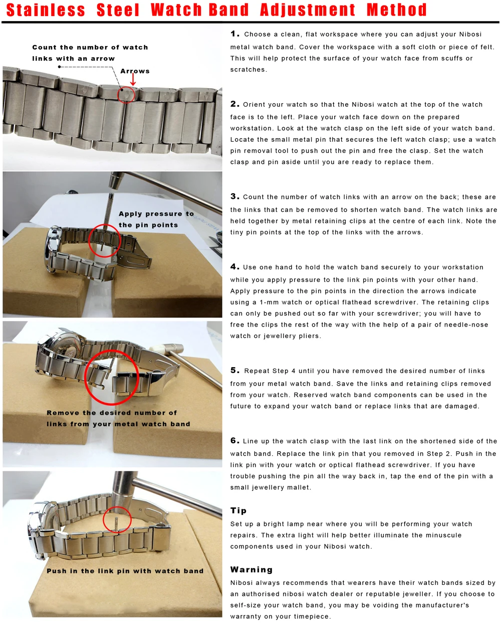 Englishi instruction for stailness steel band