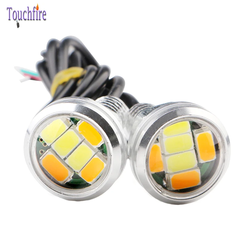 

2pcs 23mm Daytime Running Lights DRL 6SMD Turn Signal External Lamp Waterproof Led Eagle Eye Automobile for ford VW White Amber