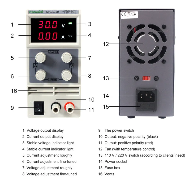 New Mini DC Power Supply 30V 10A Display Adjustable Switching Power Supply Voltage Regulator KPS3010D USEU Plug Free Shipping (4)