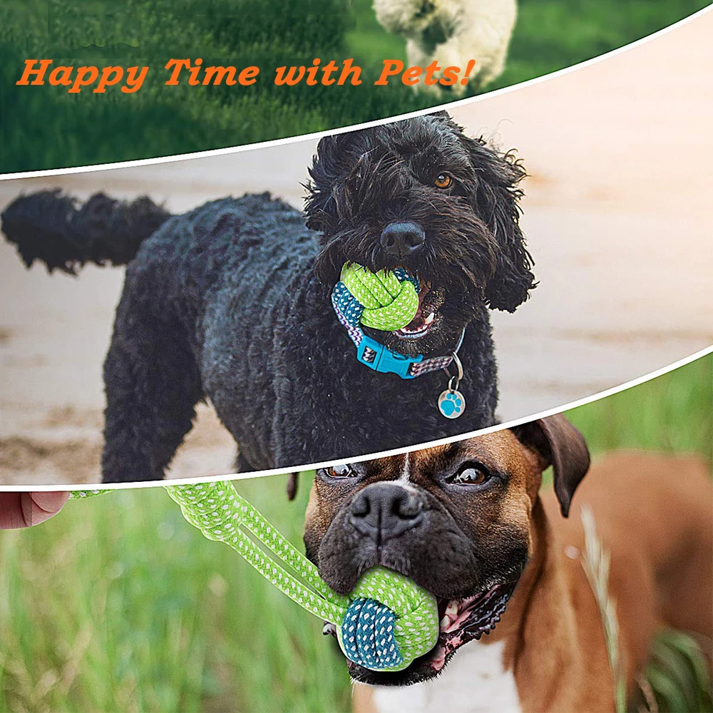 Dog Toys Rope Ball Toy for Small Medium Dogs Outdoor Training Teeth Cleaning Tug Interactive Knot Rope TY0078