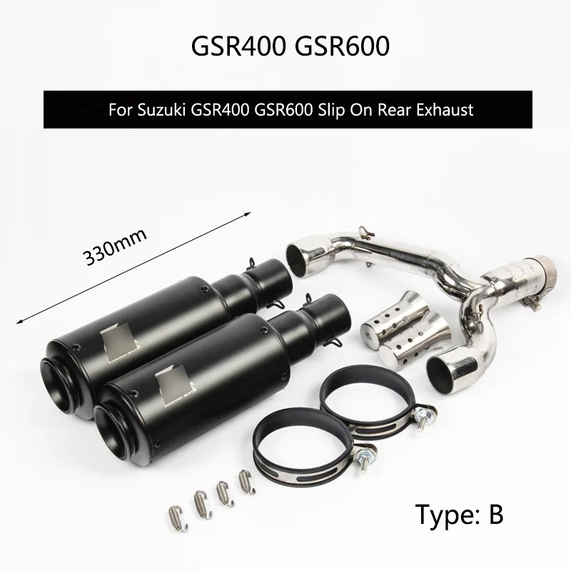 Для Suzuki GSR400 GSR600 выхлопная труба мотоцикла Mid Link Pipe slip on 51 мм глушитель хвост Escape съемный дБ убийца левый и правый - Цвет: B
