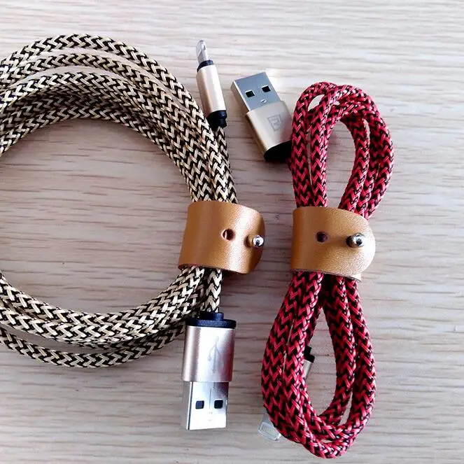 100pcs lot Classic Genuine Leather Cable Winder Headphone Earphone Cable Wire Organizer Cord Holder For iphone samsung