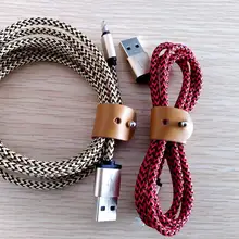 100pcs lot Classic Genuine Leather Cable Winder Headphone Earphone Cable Wire Organizer Cord Holder For iphone samsung