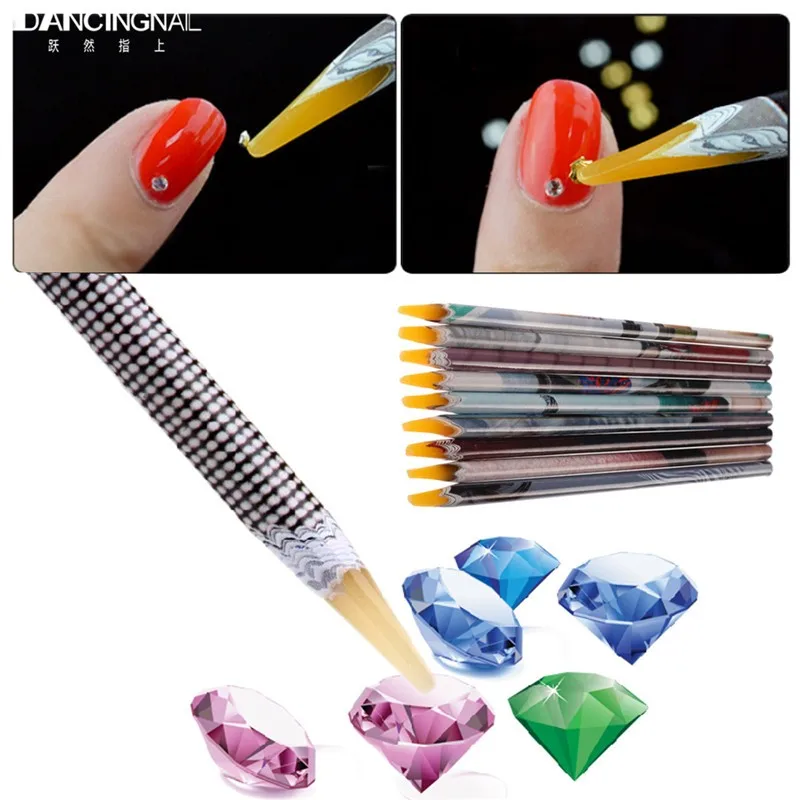 Studs And Rhinstones Nail Decoration Art 10pcs Pro Nail Art Tips Rhinestone Picker Gel Diamonte Reusable Uses Manicure Pedicure Diy Tool