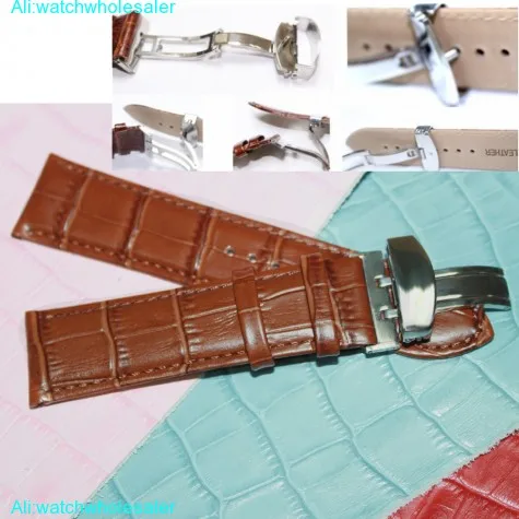 24mm Good Brown All Genuine Leather Unisex Watch Band Straps WB1037H24GB