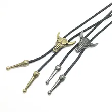 Танец Родео бола Галстук боло для мужчин Регулируемая голова быка галстук подвеска на завязках ожерелье Западный ковбойский кожаный ремень галстук