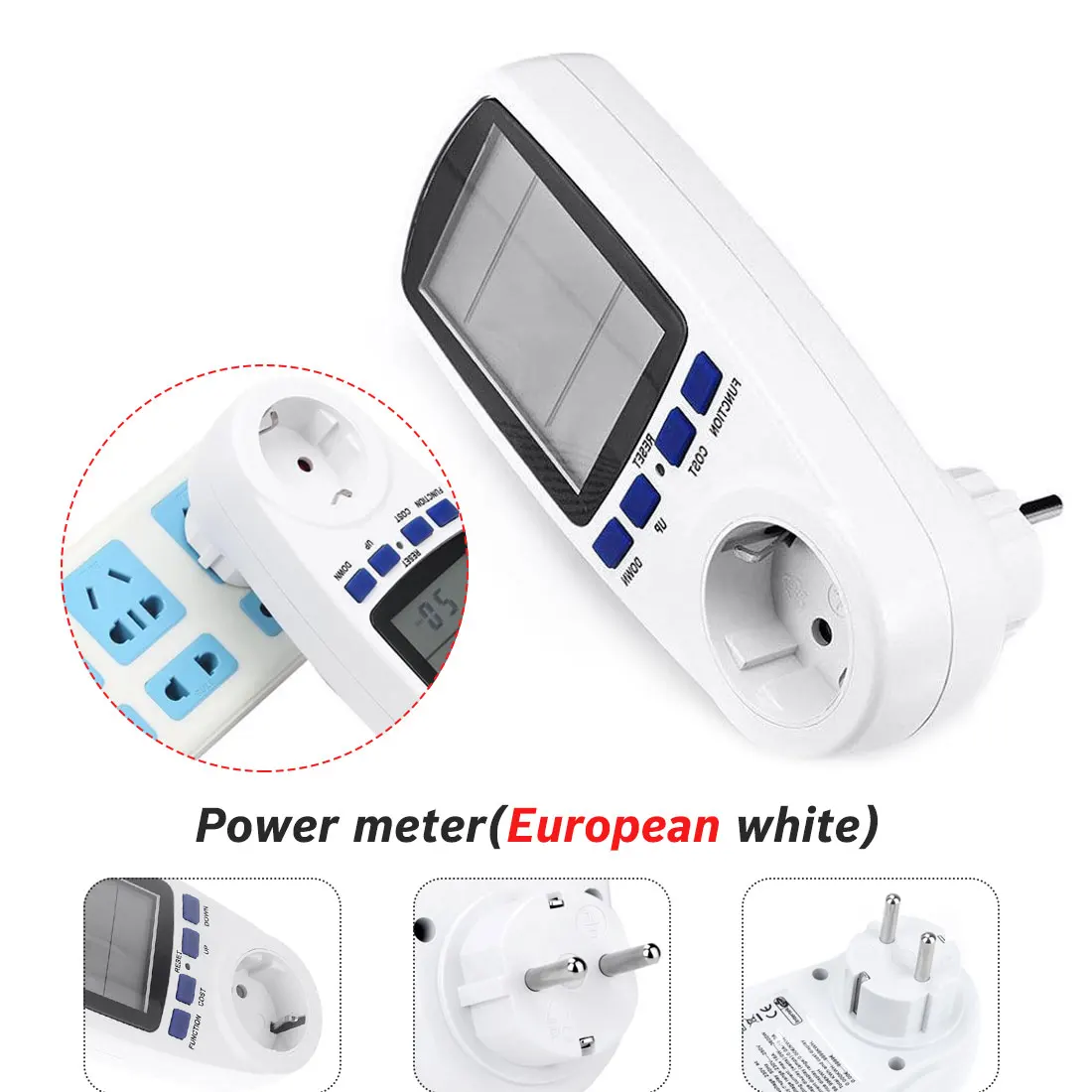 

EU AC 230v Digital Power Meter Energy Meter Voltage Wattmeter Power Analyzer Electronic Energy Meter Measuring Outlet Socket