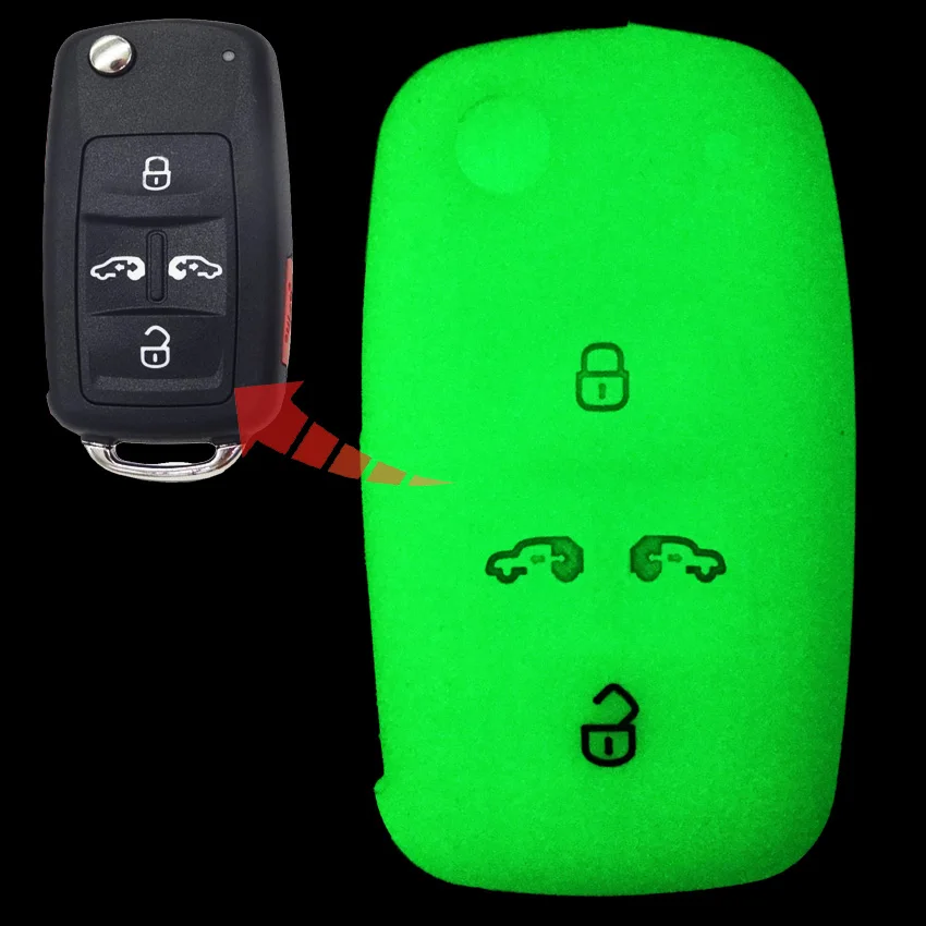 

1pcs Glow 4 Buttons Car Key Case Cover For VW VOLKSWAGEN Sharan Multivan T5 MVP Transporter Caddy Caravelle Protector Skin