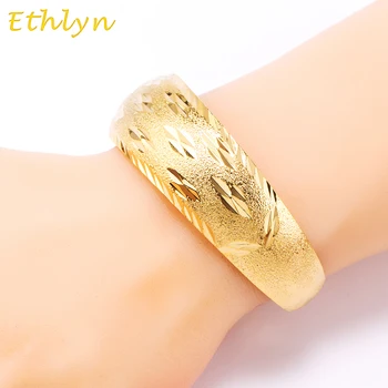 

Ethlyn African Bangles for Women's Gold Color Dubai Jewelry Ethiopian Bangle Arab Bracelets,Bridal Gift/Mom Present B031