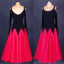 Blue rose red, yellow competition modern dance one-piece dress dance expansion skirt bottom costume women waltz tango ballroom