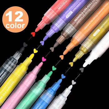 

12pcs Colorful Waterproof Pen Metal Permanent Paint Markers Graffiti Oily Marker Pen Stationery