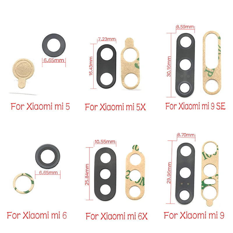 2 шт. задняя камера стеклянная крышка объектива камеры с клейкой наклейкой запасная часть для Xiaomi Mi 9 8 lite Se A1 5X A2 6X6 5 5S Plus