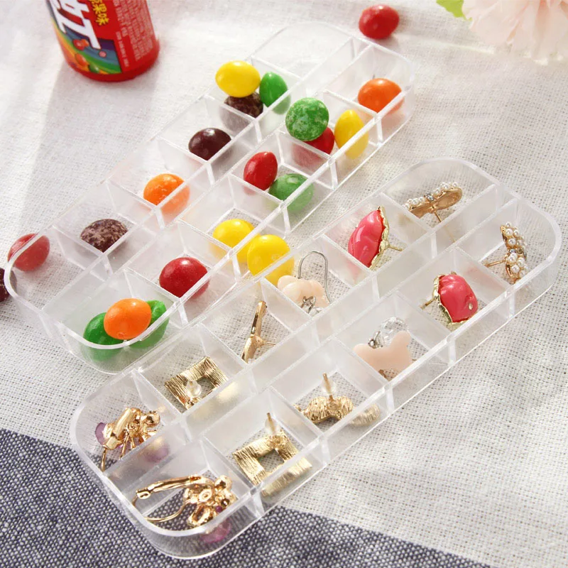 

1PC Transparent 12-slot Small Object Divided Storage Box Plastic Jewelry Box Mini Stud Earrings Small Case Organizer