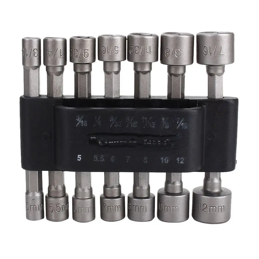 

Power Nutdriver Nut Driver Bit Set 1/4" Shank Non-magnetic Hex Screwdrivers Hand Tools Set 14pc