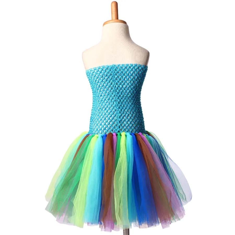 Keenomommy Peacock Feather Tutu Dress For Girls Turquoise Birthday Halloween Costume Kids Pageant Vestidos Baby Photo Props (11)
