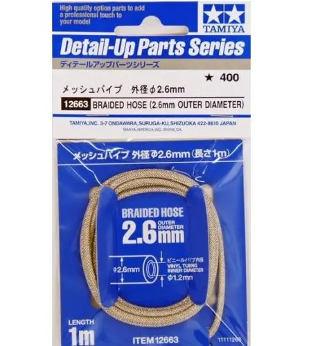

Tamiya 12663 2.6mm Braided Hose For 1/12 1/24 Model Car 1/6 Motorcycle Parts Detail Up Parts