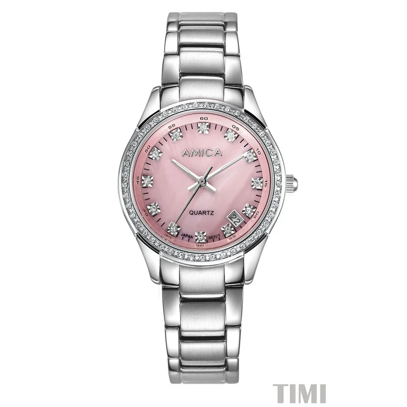 

NEW FASHION AMICA 2018 FULL STEEL WOMENS QURATZ WRISTWATCHES LADYS WATCH A6